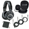Audio-Technica ATH-M50x Professional Studio Monitor Headphones Black Case Headphones Accessories Bundle