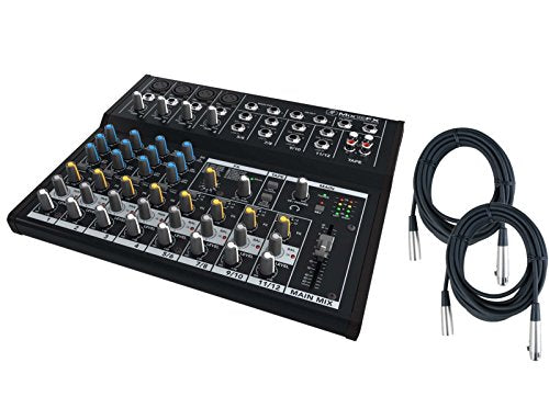 Mackie Mix Series Mix12FX 12-Channel Effects Mixer bundled with 2 Free 20' XLR Cables
