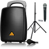 Behringer EUROPORT MPA40BT-PRO All-in-One Portable PA System with Bluetooth, ULM300-USB Wireless Handheld Mic and Speaker Stand Bundle