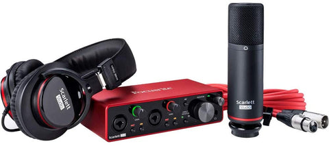 Focusrite Scarlett 2i2 Studio 3rd Gen 2-in, 2-out USB Audio Interface with Microphone &amp; Headphones, MBS5000 Boom Arm with XLR Cable &amp; Kellopy Pop Filter Bundle