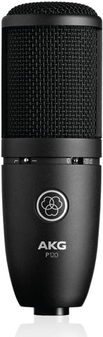 AKG P120 Cardioid Condenser Microphone (Black) with XLR-XLR Cable, Pop Filter &amp; 10-Pack Straps Bundle