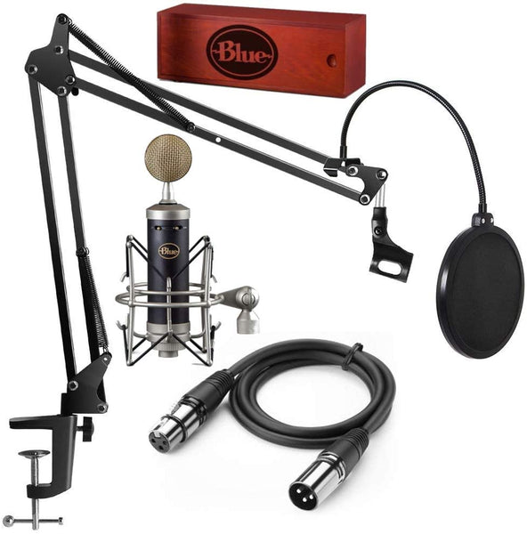 Blue Microphones Baby Bottle SL Condenser Microphone Podcast Recording bundle with Gooseneck Pop Filter, Boom Arm and XLR Cable