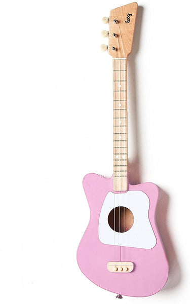 Loog Mini Acoustic Guitar 3-String Designed for Children, Pink