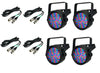 Chauvet SlimPar 38 LED Slim Par Can Pro DJ RGB Lighting Effects (4 Pack) w/ Dmx Cables