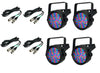 Chauvet SlimPar 38 LED Slim Par Can Pro DJ RGB Lighting Effects (4 Pack) w/ Dmx Cables
