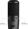 AKG Perception 120 Large Diaphragm Condenser Microphone w/Planet Waves 10' Mic Cable and Pop Filter