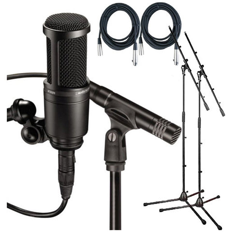 Audio Technica AT2041SP Studio Pack w/Mount , Clamp Sonar LE, 2 20' Mic Cables, 2 Boom Stands