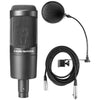 Audio Technica AT2035 Large Diphragm Condenser Microphone w/Shock Mount, Pop Filter, Mic Cable, and Mic Stand