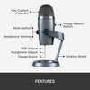 Blue Yeti Nano Professional Condenser USB Microphone with Multiple Pickup Patterns &amp; No-Latency Monitoring for Recording and Streaming on PC &amp; Mac - Shadow Grey
