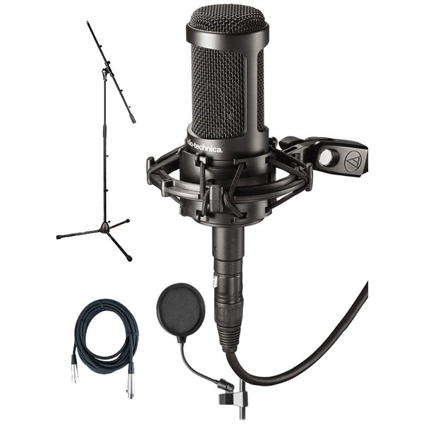 Audio Technica AT2050 Studio Condenser Mic Bundle w/Pop Filter, Mic Cable &amp;amp;amp;amp;amp;amp; Boom Stand