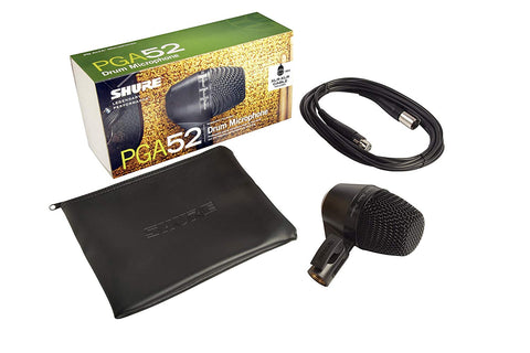Shure PGA52-XLR Cardioid Swivel-Mount Dynamic Kick-Drum Microphone with 15' XLR-XLR Cable