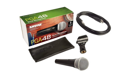 Shure PGA48-QTR Cardioid Dynamic Vocal Microphone with 15' XLR-QTR Cable