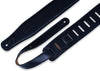 Levy's Leathers M26GF-BLK 2.5&quot; Guitar Strap with Garment Leather Top, Black