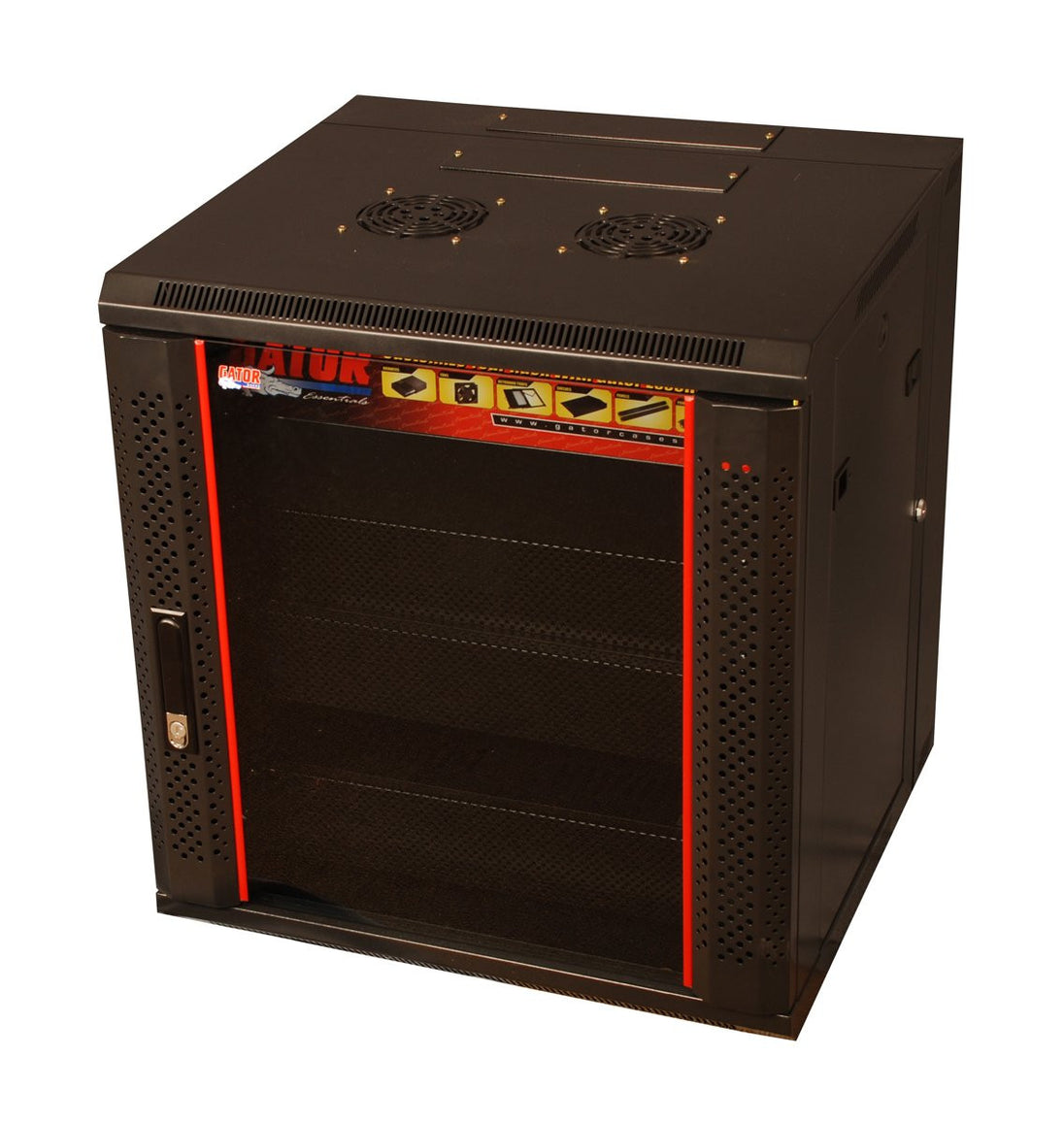 Gator 9U, 17" Deep Fixed Wall Rack w/Glass Door