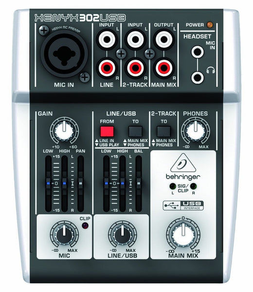 Behringer XENYX 302USB Premium 5-Input Mixer with XENYX Mic Preamp and USB/Audio Interface