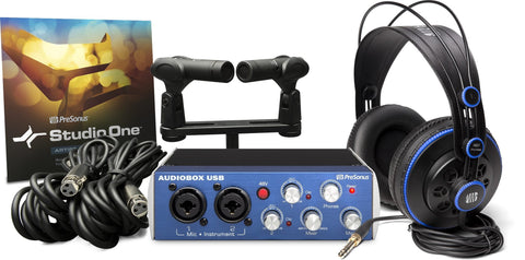 PreSonus AudioBox Stereo Recording Bundle w/2 Mics, HD7 Headphones, M7 Mic, S1 Artist