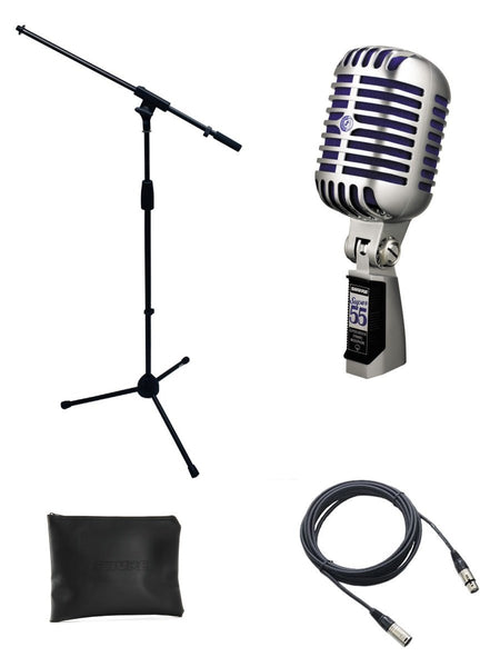 Shure Super 55 Microphone Bundle with Mic Boom Stand and XLR Cable