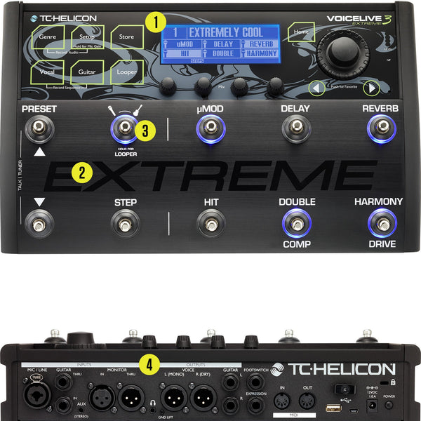 TC Helicon Voicelive 3 EXTREME vocal and guitar effects floor pedal with multitrack looping