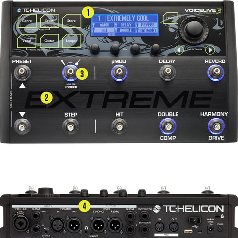 TC Helicon Voicelive 3 EXTREME vocal and guitar effects floor pedal with multitrack looping