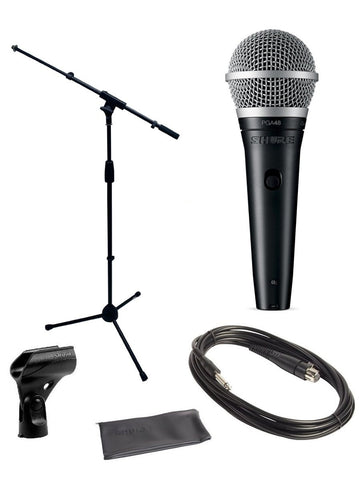 Shure PGA48 Microphone Bundle with MIC Boom Stand and 1/4" Cable