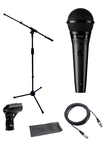 Shure PGA58 Microphone Bundle with MIC Boom Stand and XLR Cable