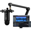 Blue Yeticaster Studio Podcast/Streaming Bundle with Multi-Track Recording-Mastering Software (Blackout, shockmount, Compass broadcast boom arm), Headphones &amp; Pop Filter Bundle
