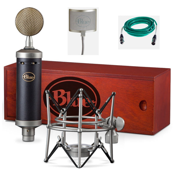 Blue Baby Bottle SL Microphone Bundle with Quad xlr cable and the Pop Filter