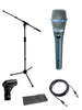 Shure Beta 87A Supercardioid Condenser Vocal Microphone Bundle with Mic Boom Stand, XLR Cable, clip, bag