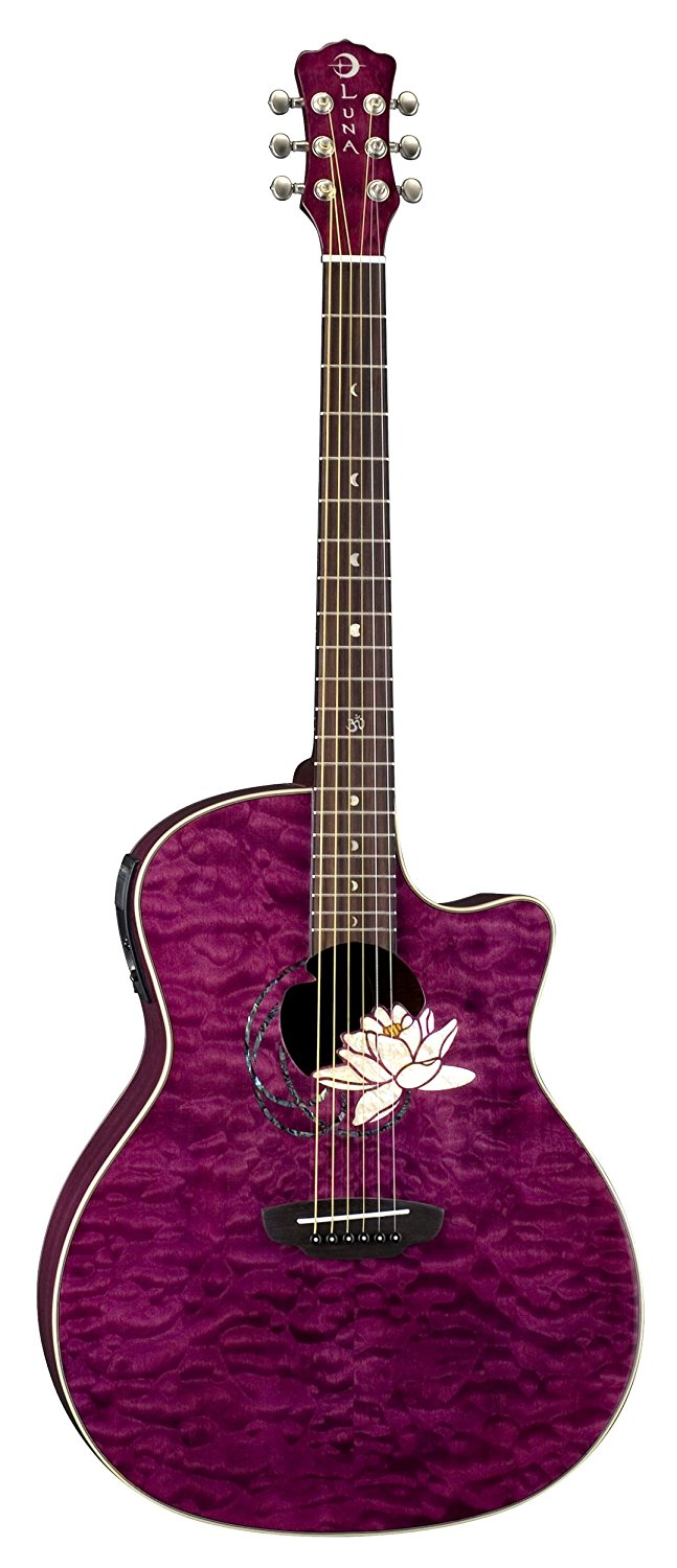 Lotus moon アコースティックギター GL-350BK Luna Flora Lotus Trans Plum/Quilted Maple, FLO LOT QM