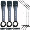 Sennheiser E 835 Dynamic Vocal Mic 3 Pack+Cables+Stands