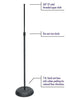 On Stage Stands MS7201B Round Base Microphone Stand, in Black